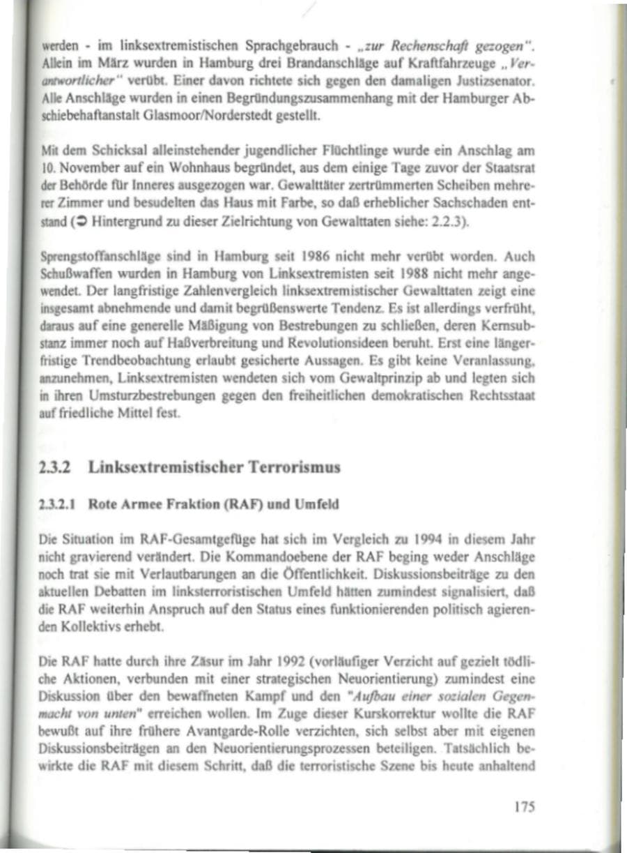 Seite 180 des Verfassungsschutzbericht 1995 Hamburg