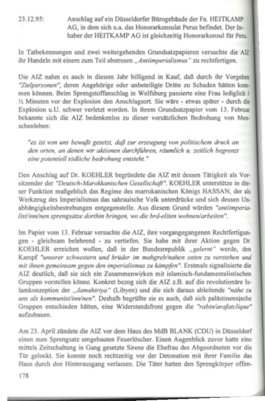Seite 183 des Verfassungsschutzbericht 1995 Hamburg