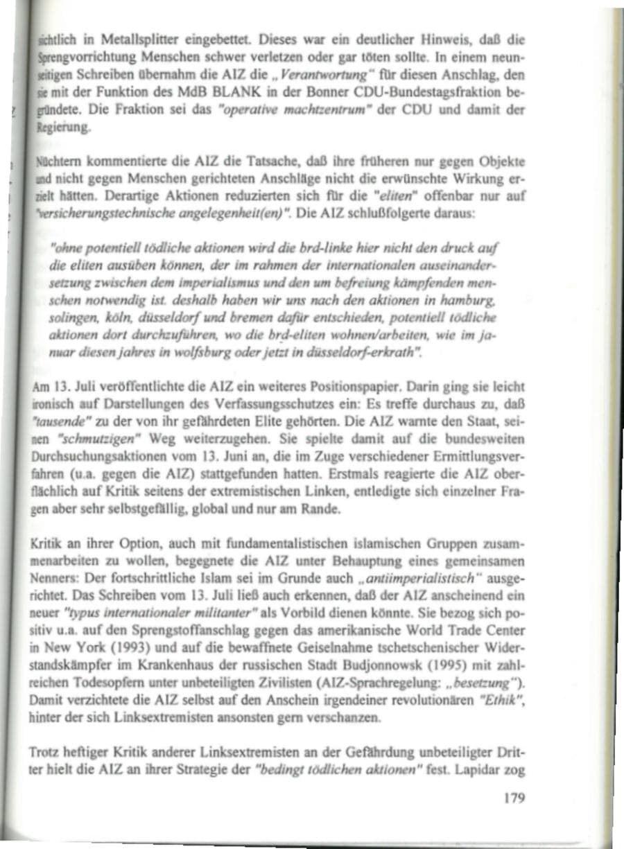 Seite 184 des Verfassungsschutzbericht 1995 Hamburg