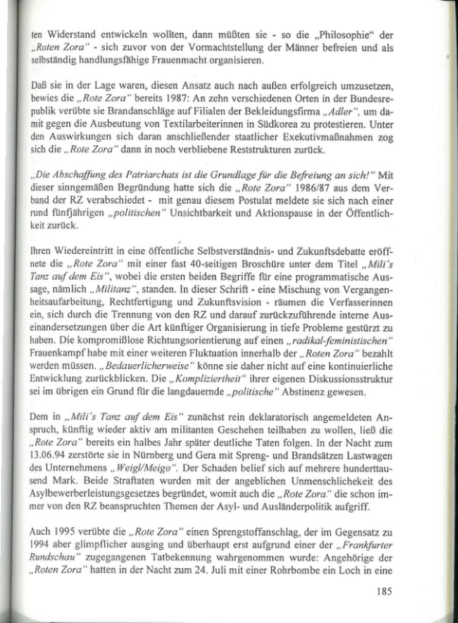 Seite 190 des Verfassungsschutzbericht 1995 Hamburg