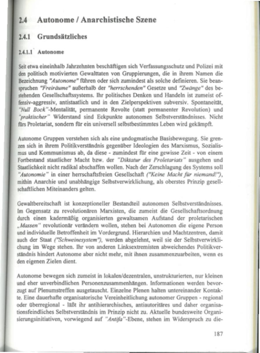 Seite 192 des Verfassungsschutzbericht 1995 Hamburg