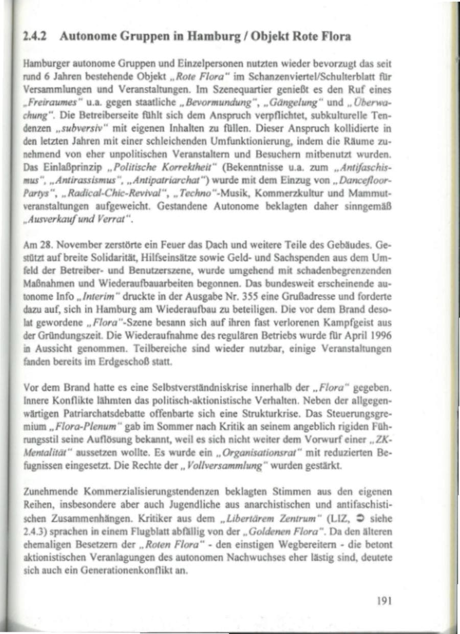 Seite 196 des Verfassungsschutzbericht 1995 Hamburg
