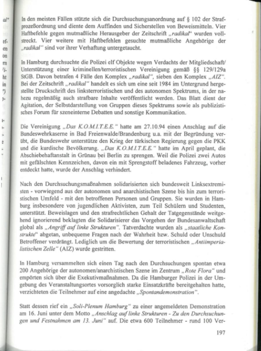 Seite 202 des Verfassungsschutzbericht 1995 Hamburg