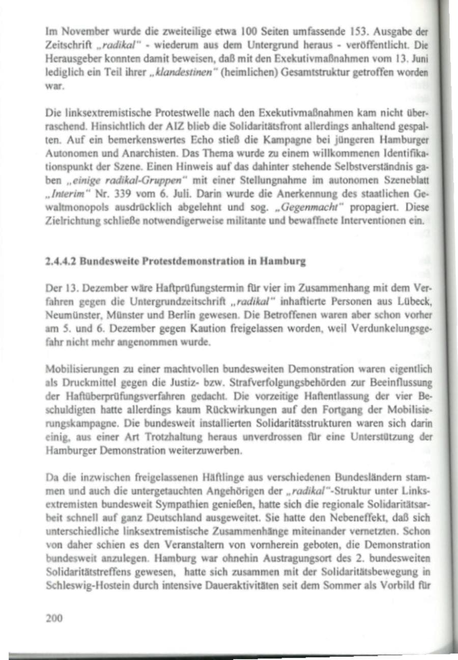 Seite 205 des Verfassungsschutzbericht 1995 Hamburg