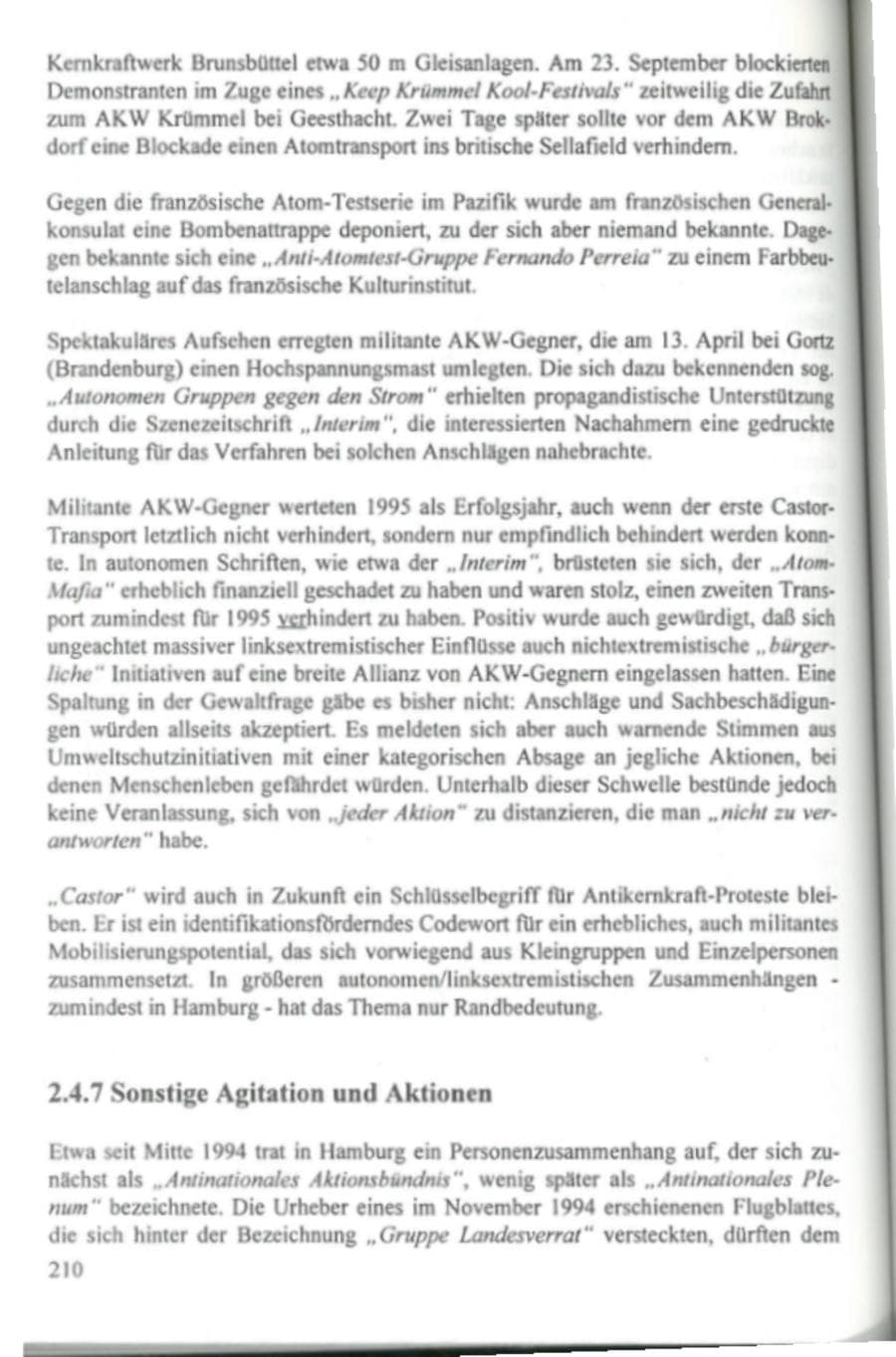 Seite 215 des Verfassungsschutzbericht 1995 Hamburg
