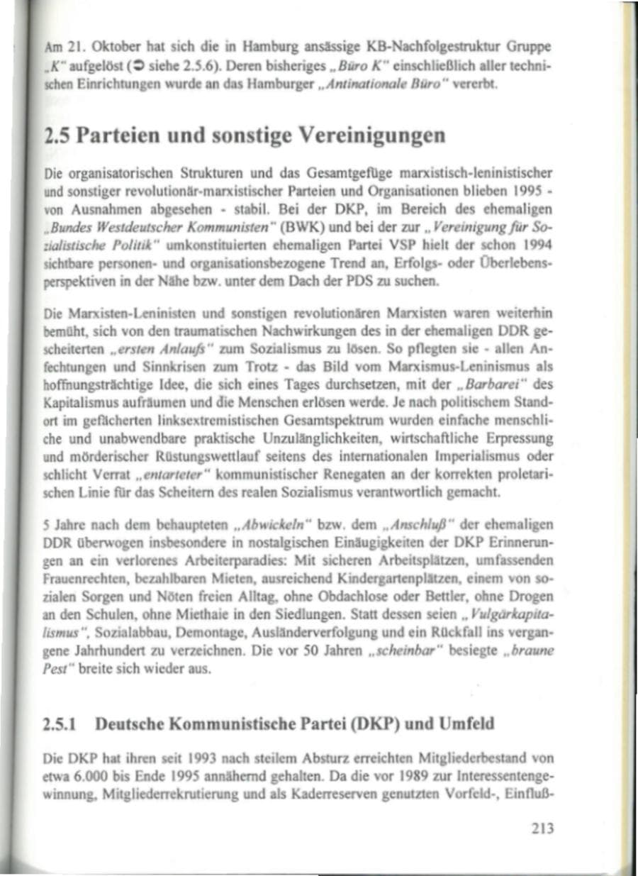 Seite 218 des Verfassungsschutzbericht 1995 Hamburg
