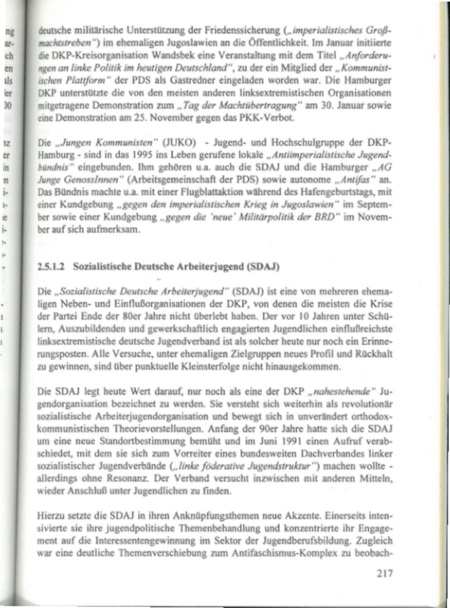 Seite 222 des Verfassungsschutzbericht 1995 Hamburg
