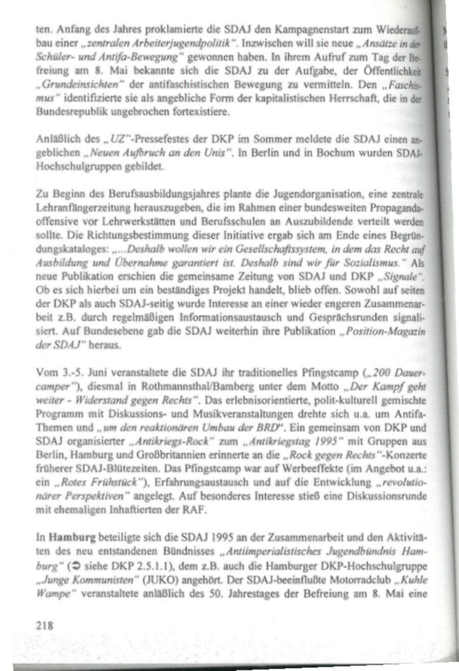 Seite 223 des Verfassungsschutzbericht 1995 Hamburg