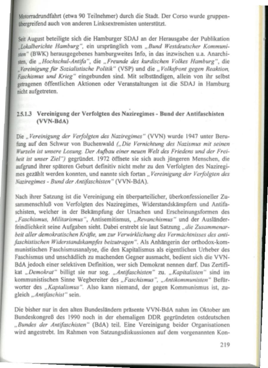 Seite 224 des Verfassungsschutzbericht 1995 Hamburg