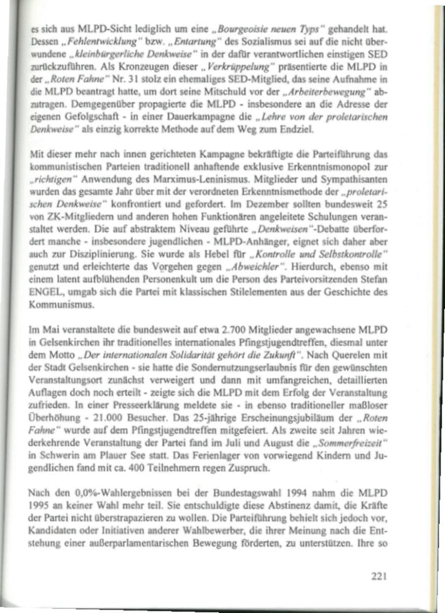 Seite 226 des Verfassungsschutzbericht 1995 Hamburg