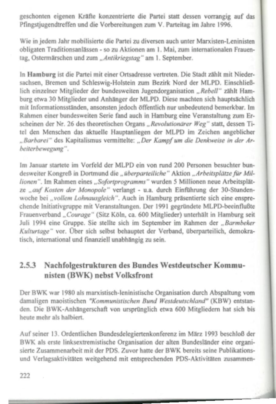 Seite 227 des Verfassungsschutzbericht 1995 Hamburg