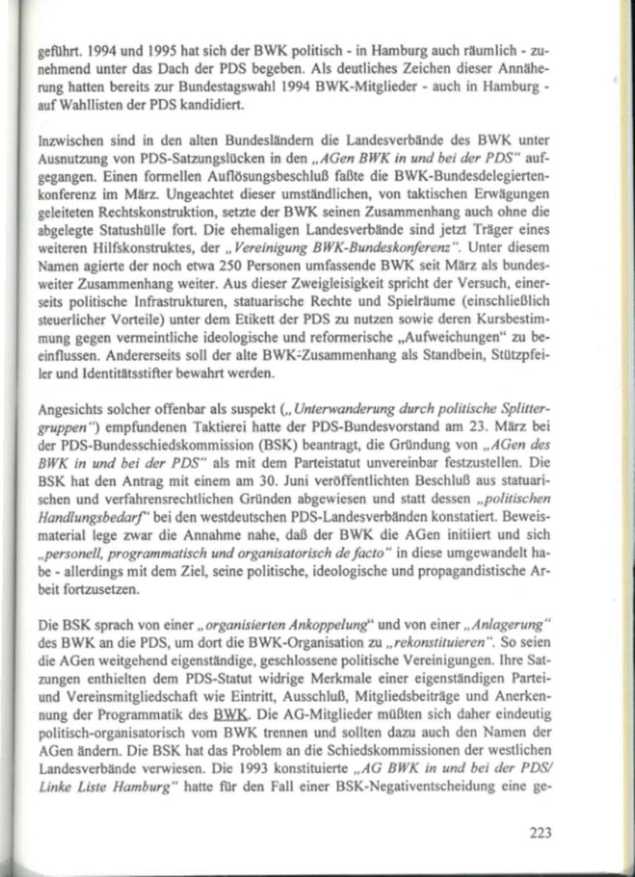 Seite 228 des Verfassungsschutzbericht 1995 Hamburg