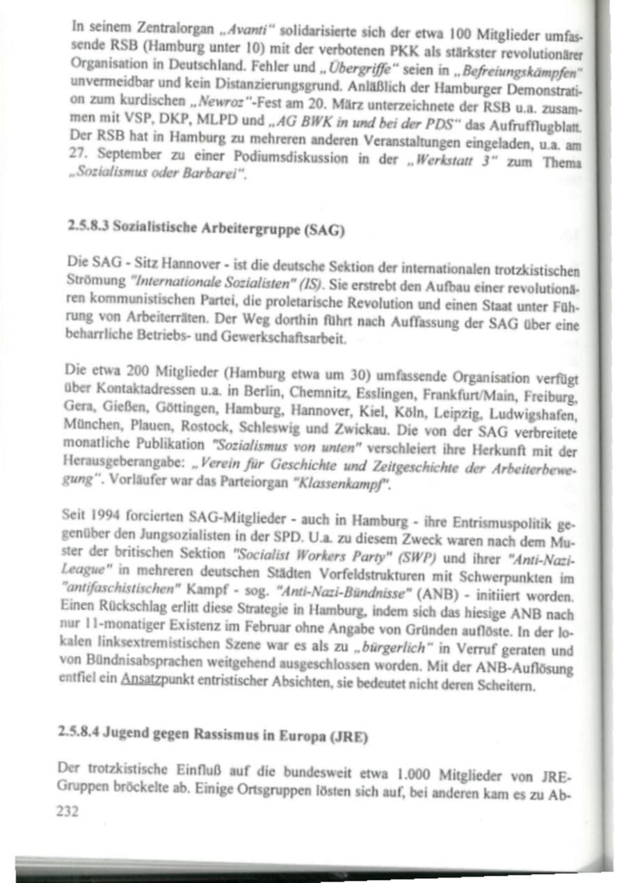 Seite 237 des Verfassungsschutzbericht 1995 Hamburg