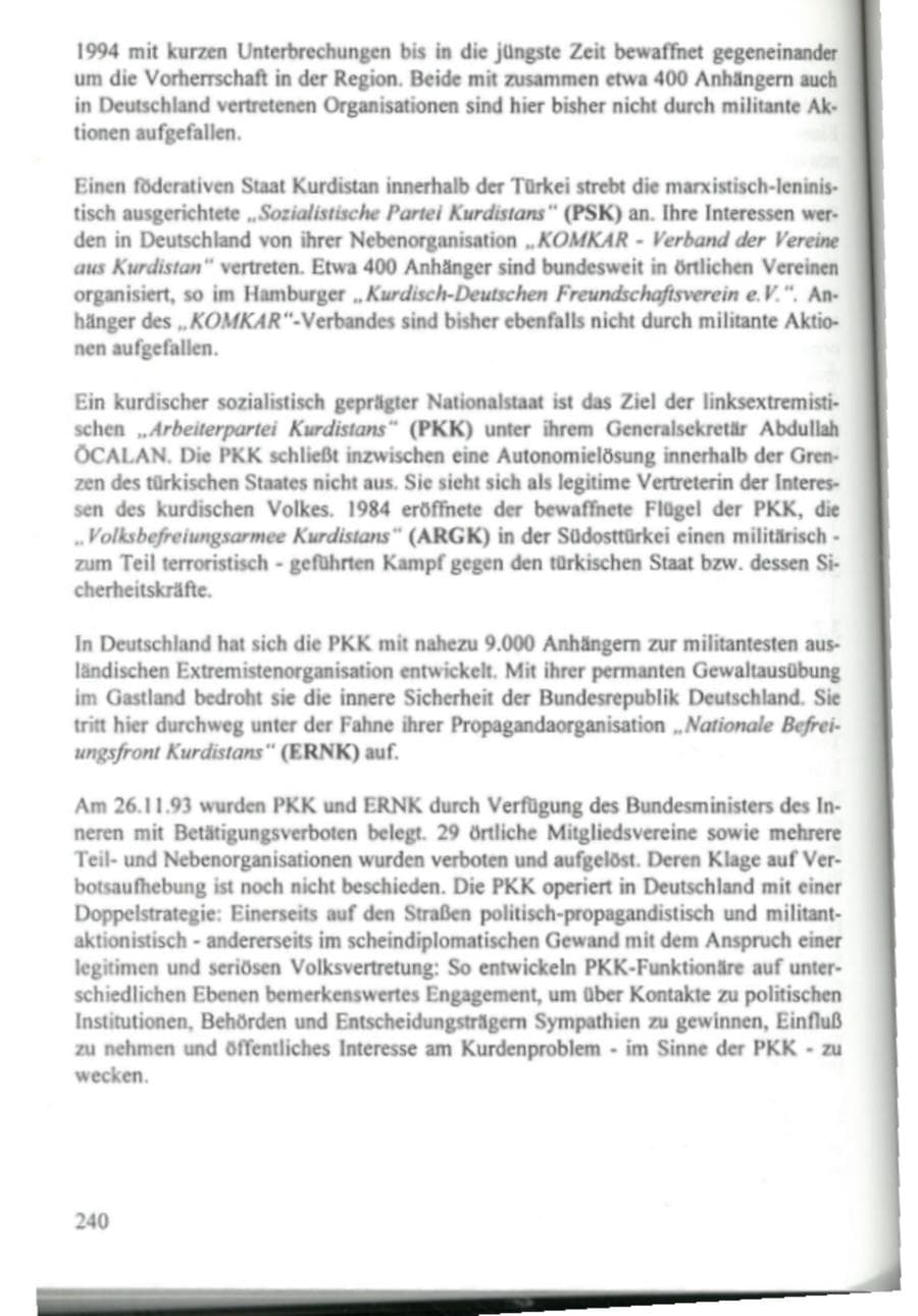 Seite 245 des Verfassungsschutzbericht 1995 Hamburg
