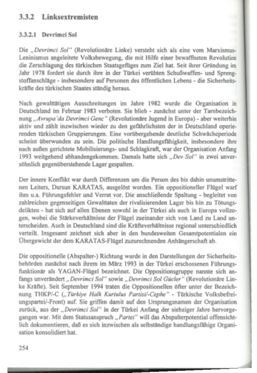 Seite 259 des Verfassungsschutzbericht 1995 Hamburg