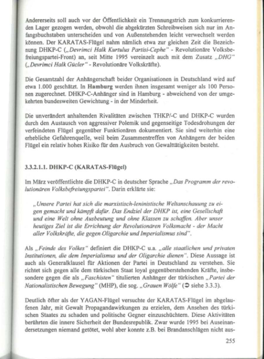 Seite 260 des Verfassungsschutzbericht 1995 Hamburg