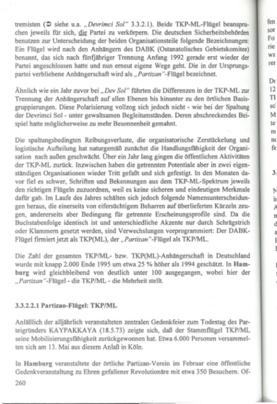 Seite 265 des Verfassungsschutzbericht 1995 Hamburg