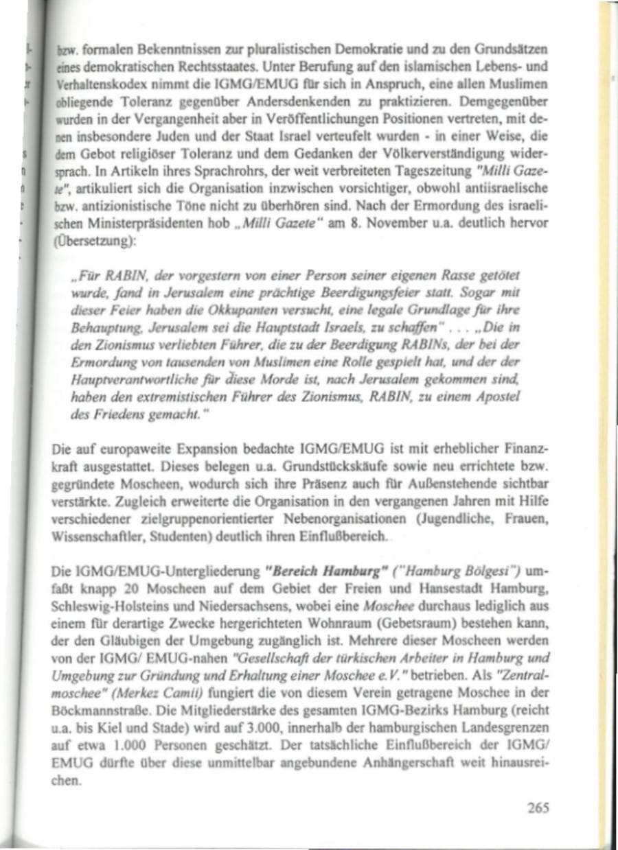Seite 270 des Verfassungsschutzbericht 1995 Hamburg