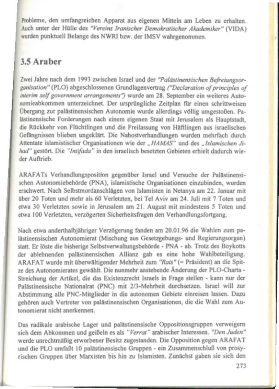 Seite 278 des Verfassungsschutzbericht 1995 Hamburg
