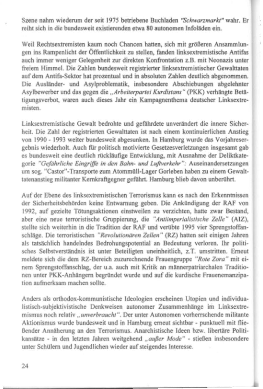 Seite 29 des Verfassungsschutzbericht 1995 Hamburg
