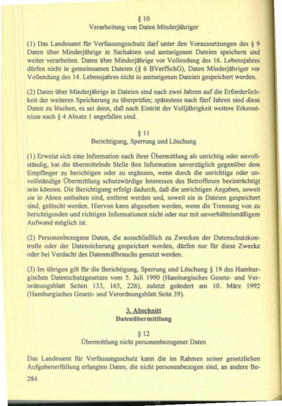 Seite 289 des Verfassungsschutzbericht 1995 Hamburg