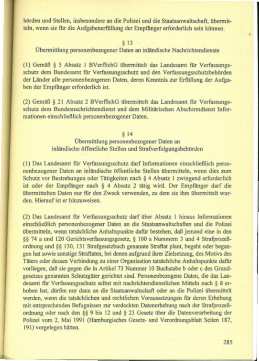 Seite 290 des Verfassungsschutzbericht 1995 Hamburg