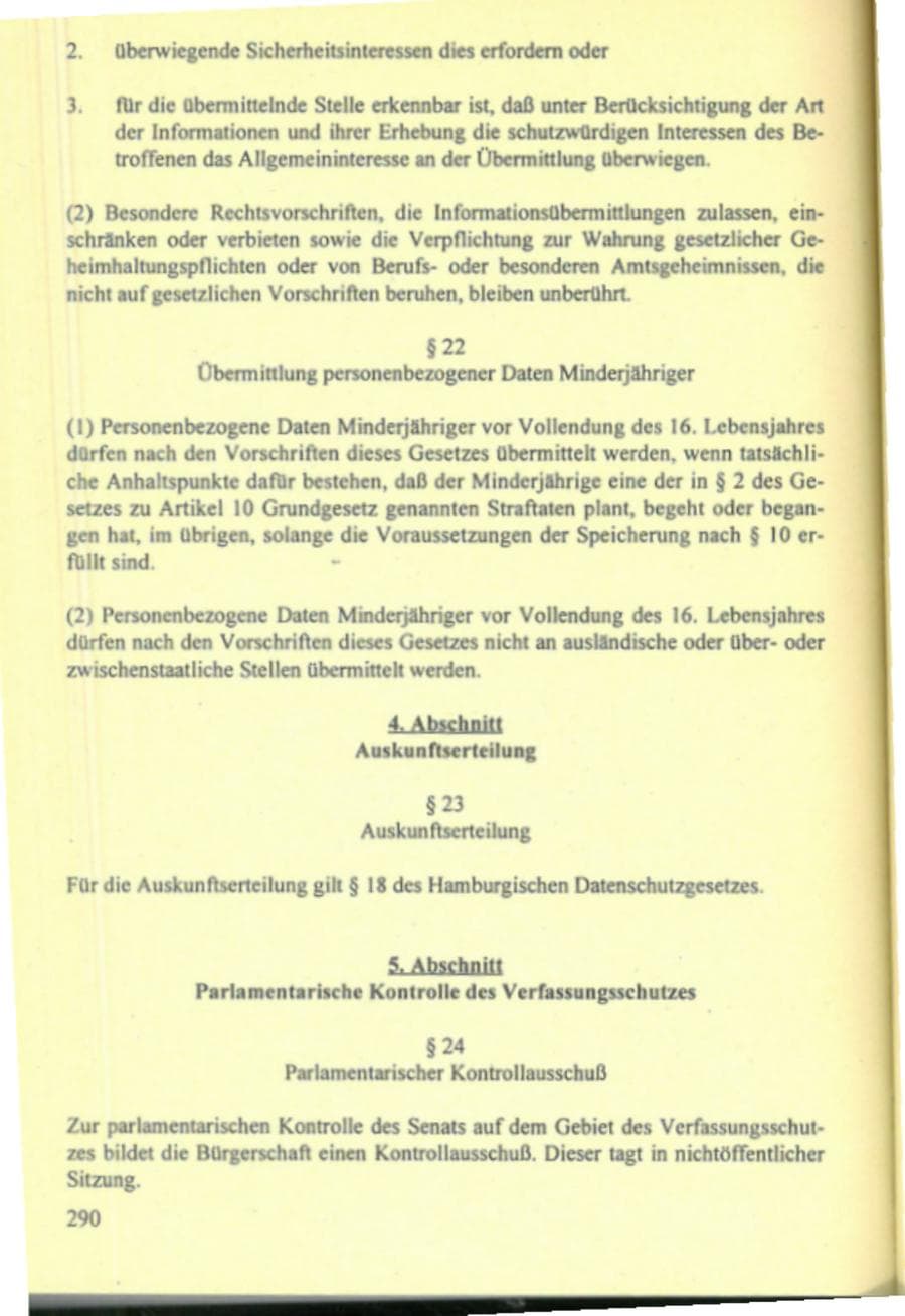 Seite 295 des Verfassungsschutzbericht 1995 Hamburg