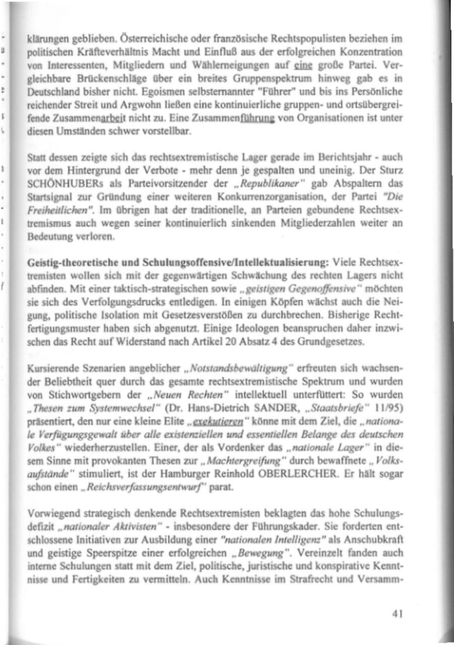 Seite 46 des Verfassungsschutzbericht 1995 Hamburg
