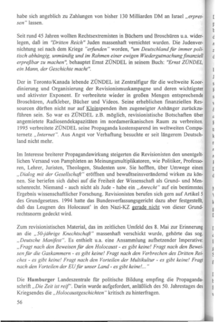 Seite 61 des Verfassungsschutzbericht 1995 Hamburg