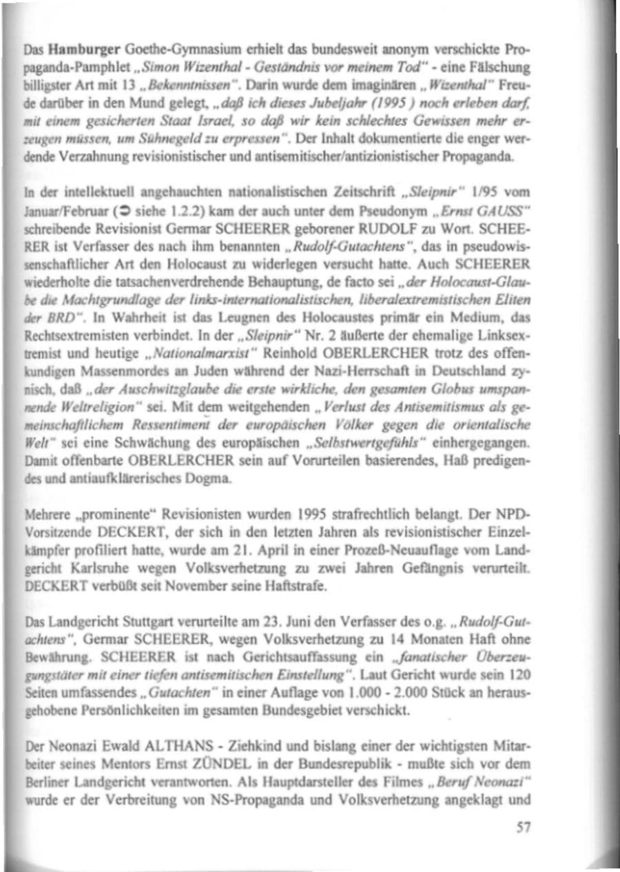 Seite 62 des Verfassungsschutzbericht 1995 Hamburg