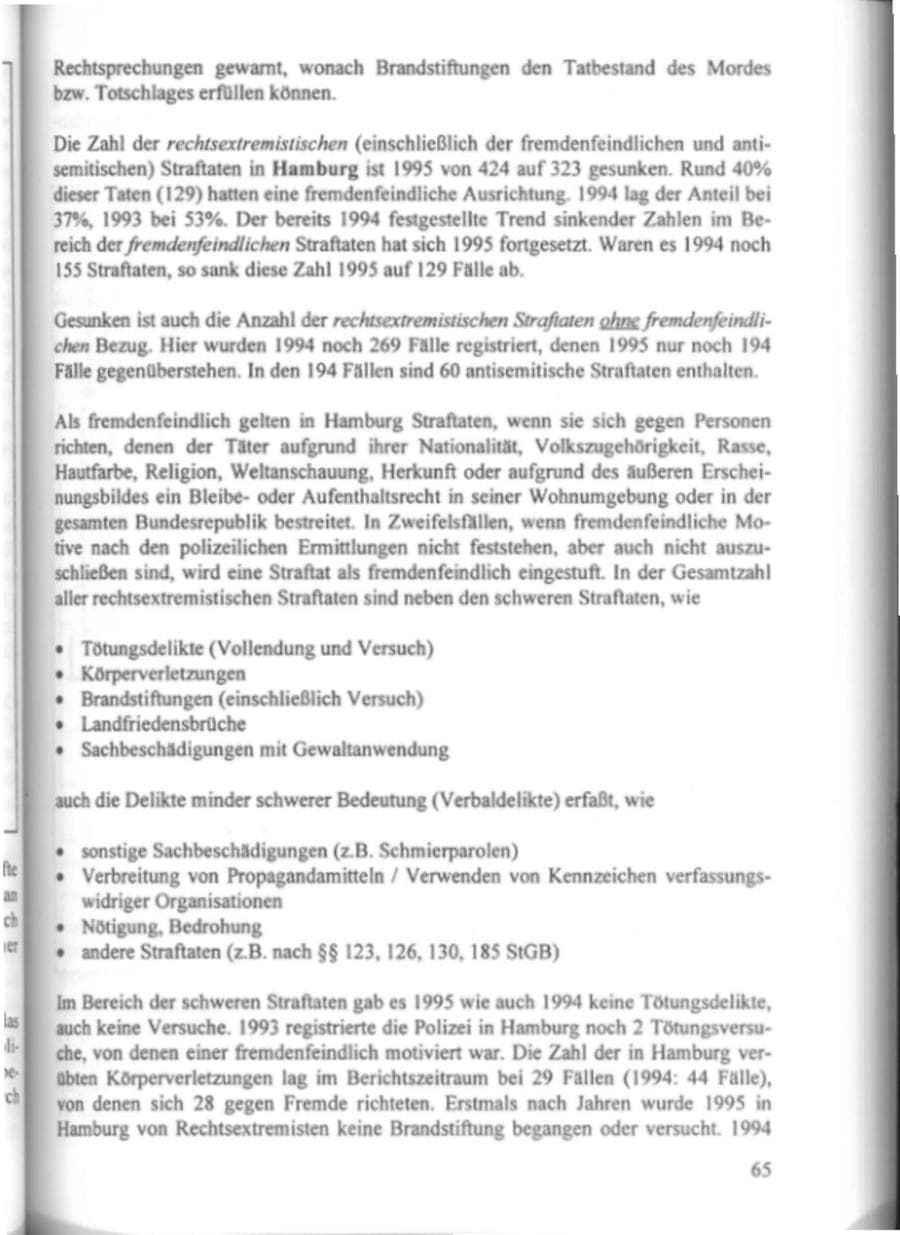 Seite 70 des Verfassungsschutzbericht 1995 Hamburg