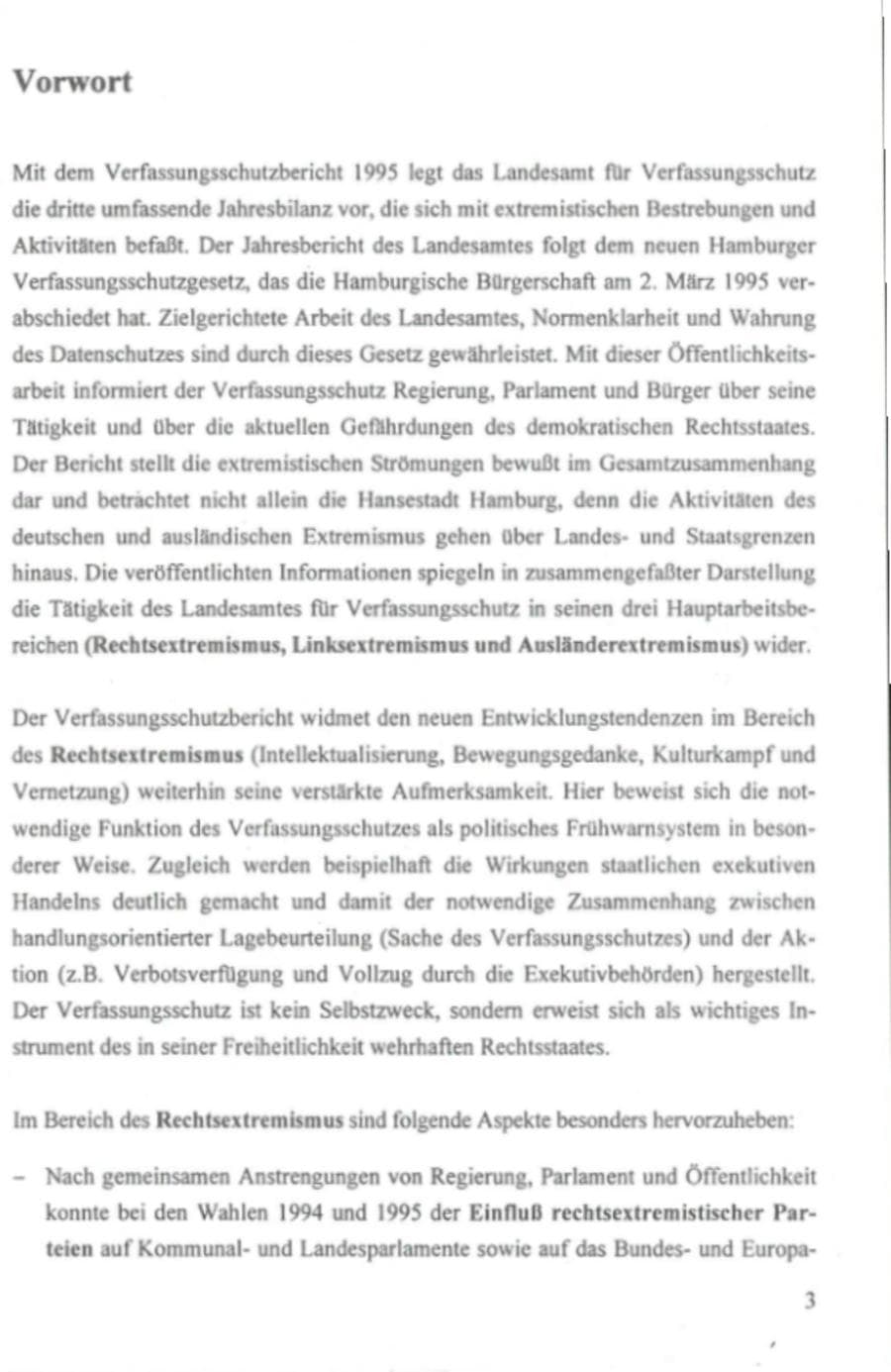 Seite 8 des Verfassungsschutzbericht 1995 Hamburg