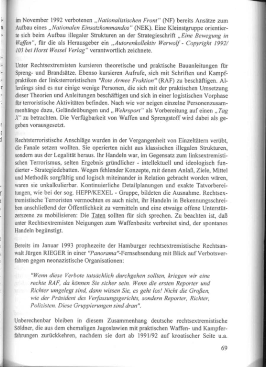 Seite 74 des Verfassungsschutzbericht 1995 Hamburg