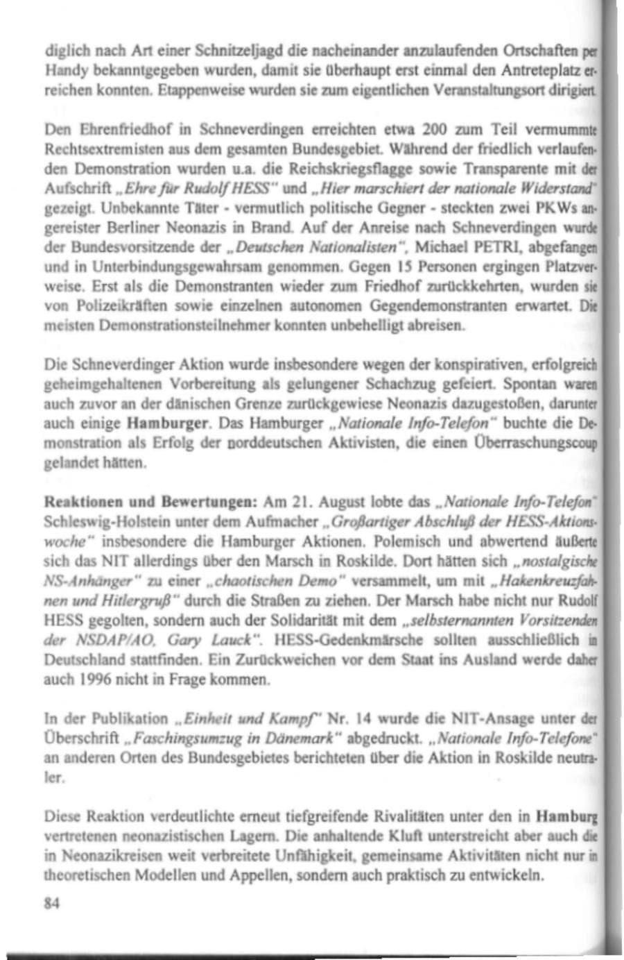 Seite 89 des Verfassungsschutzbericht 1995 Hamburg