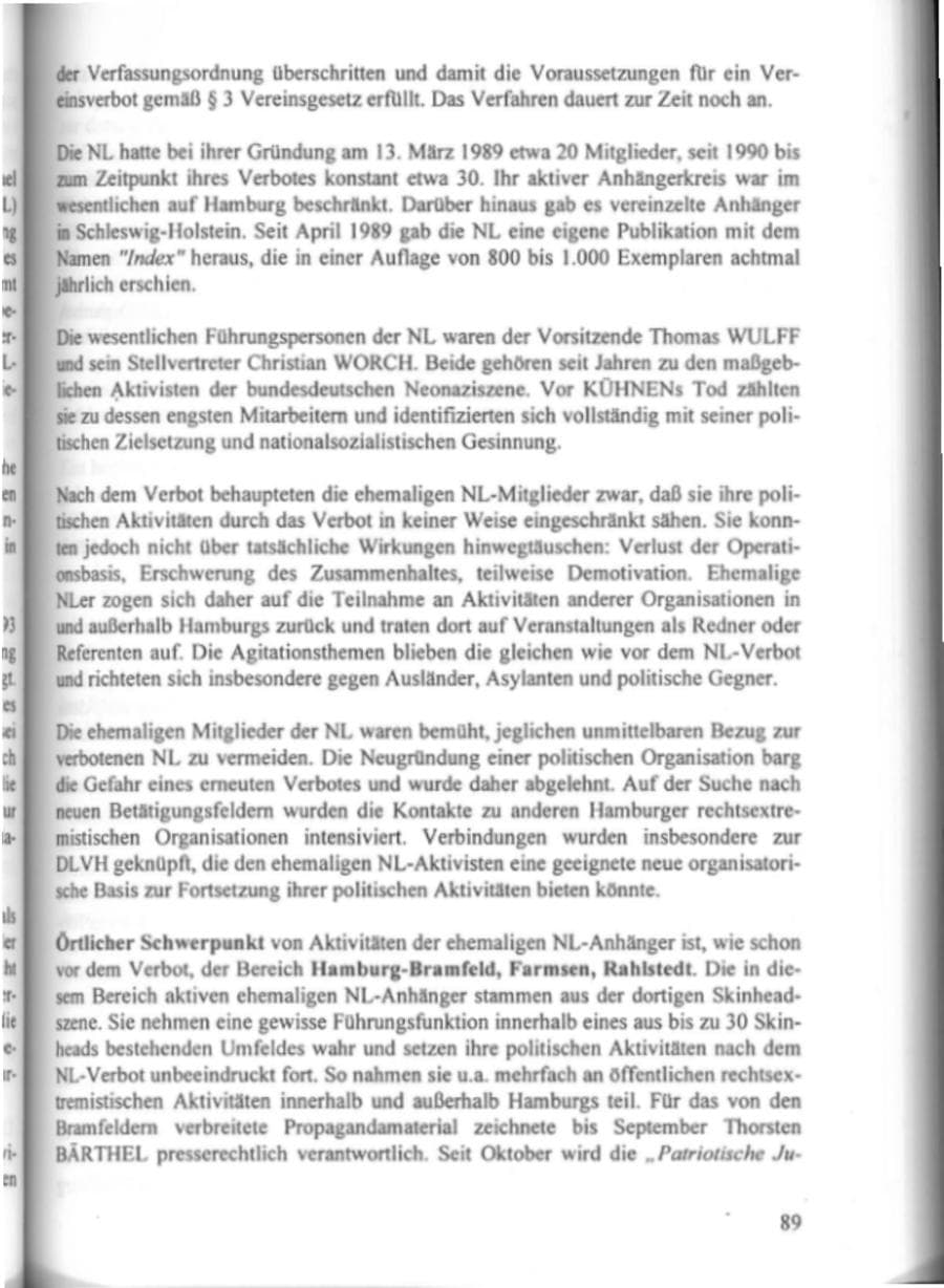 Seite 94 des Verfassungsschutzbericht 1995 Hamburg