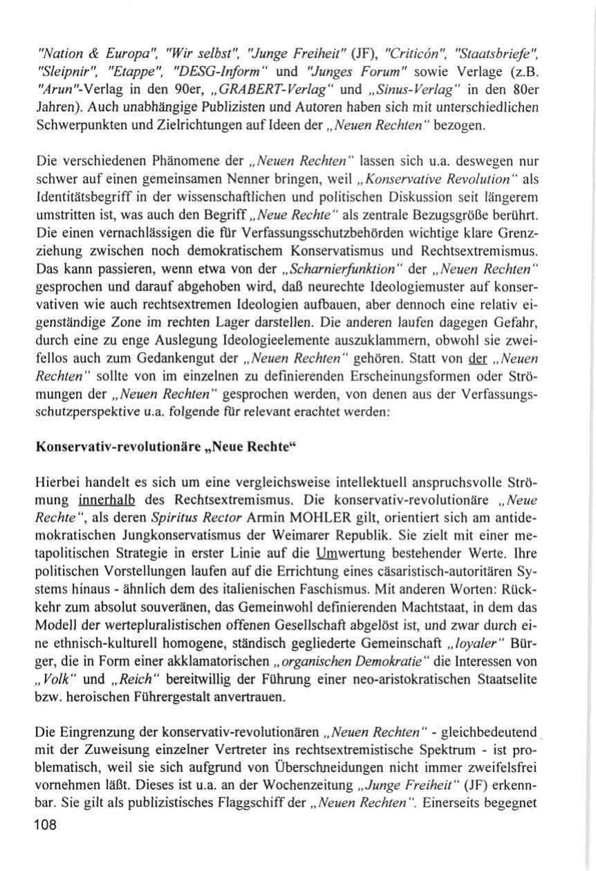 Seite 108 des Verfassungsschutzbericht 1996 Hamburg