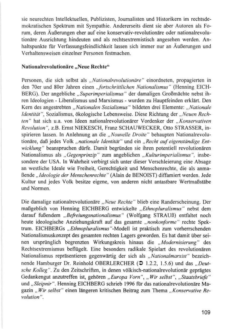 Seite 109 des Verfassungsschutzbericht 1996 Hamburg