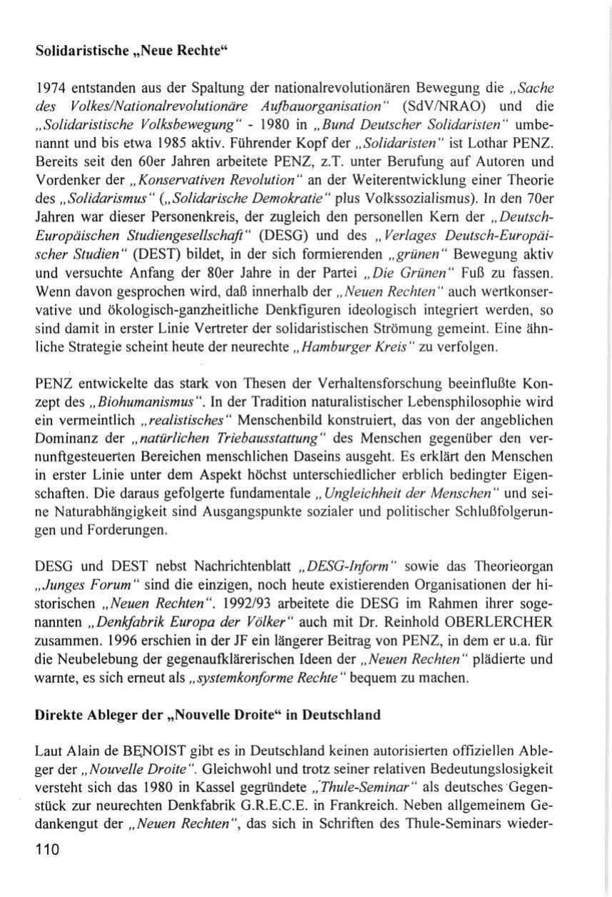 Seite 110 des Verfassungsschutzbericht 1996 Hamburg