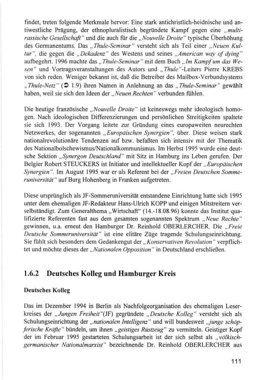 Seite 111 des Verfassungsschutzbericht 1996 Hamburg