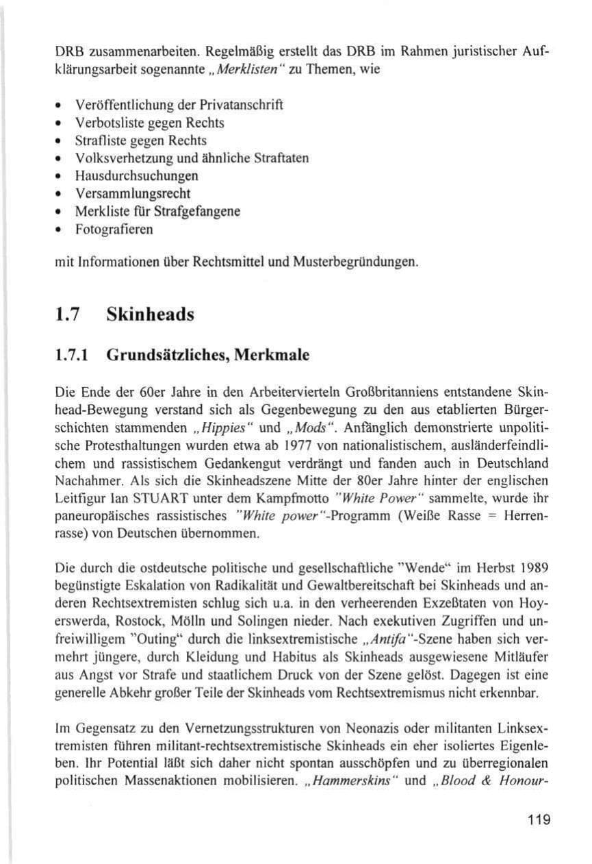 Seite 119 des Verfassungsschutzbericht 1996 Hamburg