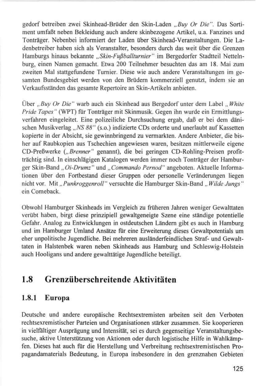 Seite 125 des Verfassungsschutzbericht 1996 Hamburg