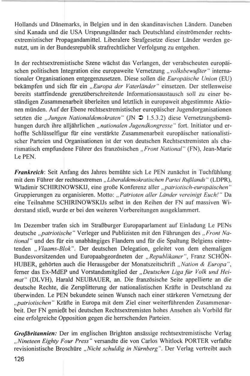 Seite 126 des Verfassungsschutzbericht 1996 Hamburg