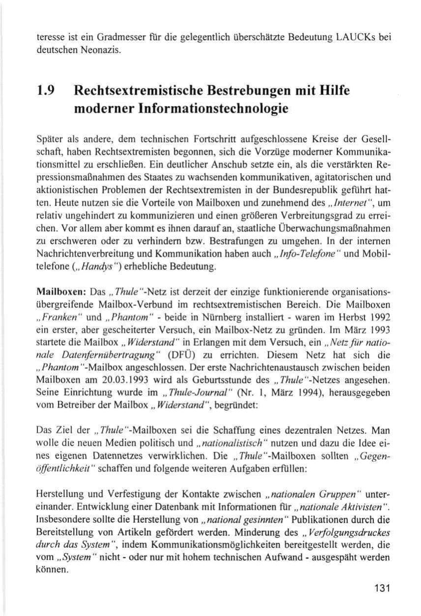 Seite 131 des Verfassungsschutzbericht 1996 Hamburg