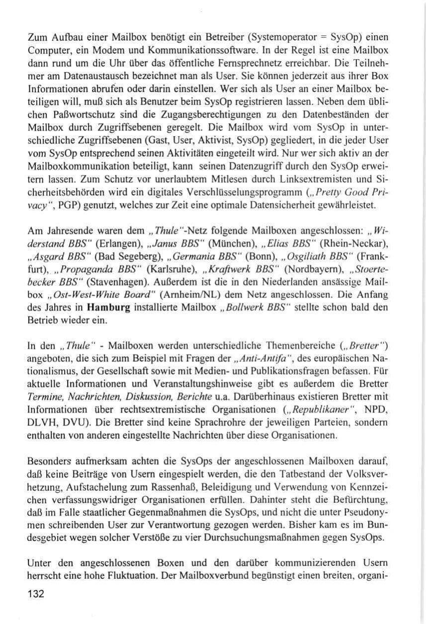 Seite 132 des Verfassungsschutzbericht 1996 Hamburg