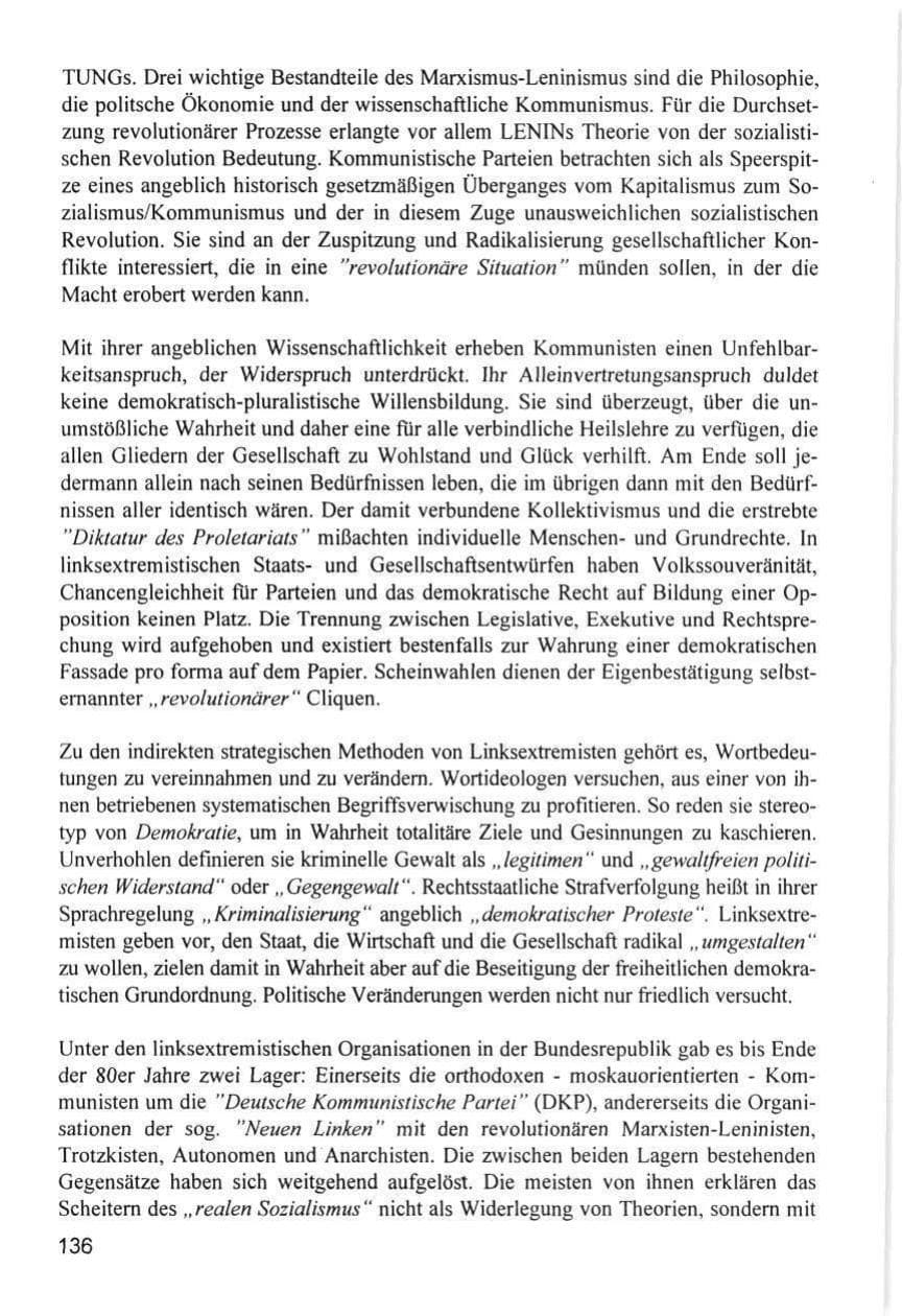 Seite 136 des Verfassungsschutzbericht 1996 Hamburg