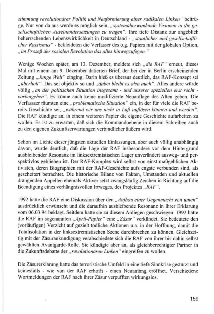 Seite 159 des Verfassungsschutzbericht 1996 Hamburg
