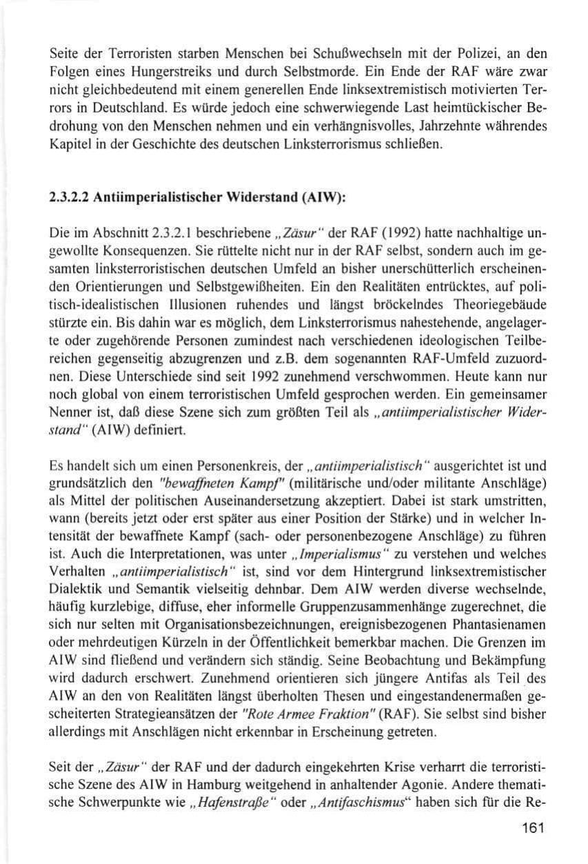 Seite 161 des Verfassungsschutzbericht 1996 Hamburg
