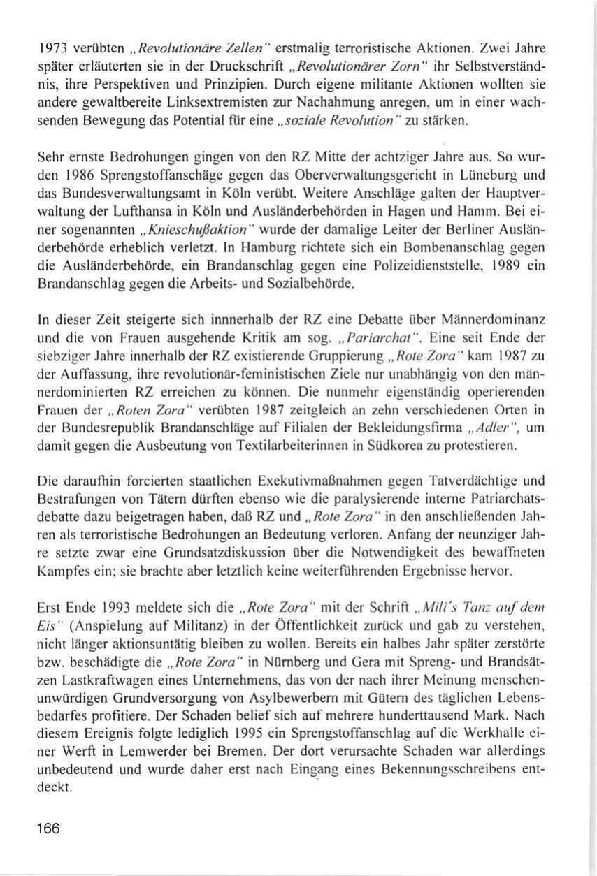 Seite 166 des Verfassungsschutzbericht 1996 Hamburg