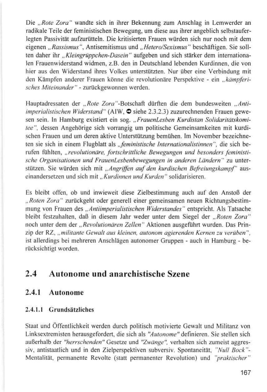 Seite 167 des Verfassungsschutzbericht 1996 Hamburg