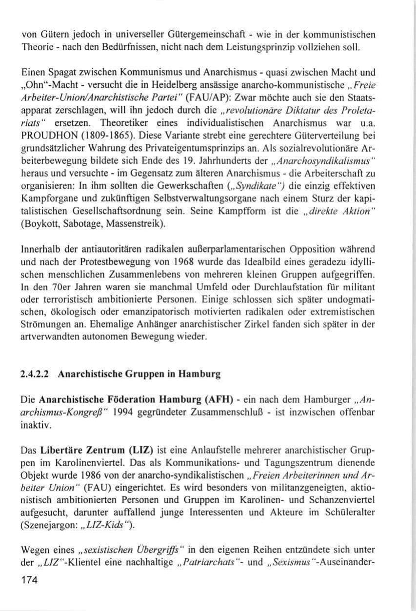 Seite 174 des Verfassungsschutzbericht 1996 Hamburg